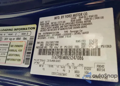 2016 Ford Mustang V6 из США, поврежденный, VIN 1FATP8EM0G5247086